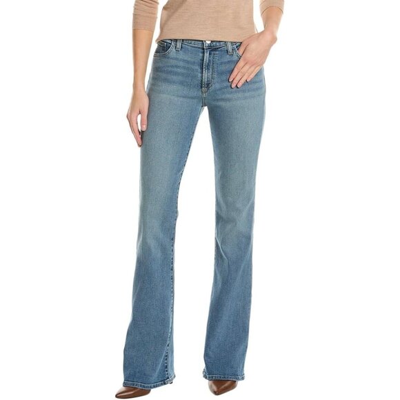Womens Denim Jeans Mid-Rise Bootcut Zipper Pockets Raw Hem Size 26